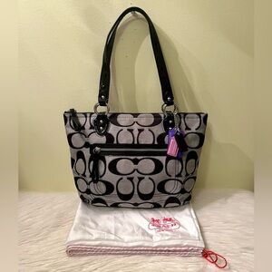 Coach Poppy Metallic Signature Tote Bag